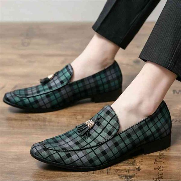

men's dress casual shoes pu leather slip-on heel fashion selling all match daily comfortable tassel design loafers kn075 210906, Black