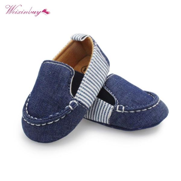 

first walkers born soft bottom shoes no-slip loafers spring autumn kids baby boys girls stripes canvas sneakers