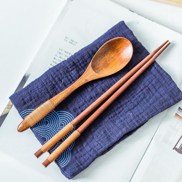 

chopsticks reusable portable natural wooden spoon tableware decoration gift flatware cutlery set kitchen accessories