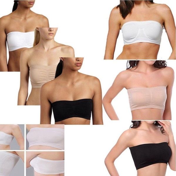 

bustiers & corsets bra tube underwear for women girls strapless boob bandeau lady seamless intimates, Black;white