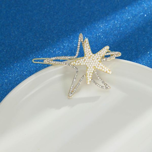 

hair clips & barrettes 1pcs rhinestones clip for women accessories starfish girls barrette pins jewelry headdress, Golden;silver