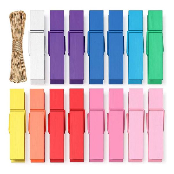 

100pcs mini color printed wood craft clip baby clothes line for cartoon po diy handmade accessories decorative objects & figurines