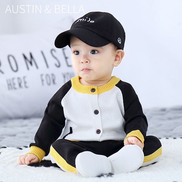 

children's suit 2pcs baby boy sweaters infant knitted autumn winter children boutique knitwear clothes newborn knit long sleeve pullov, White