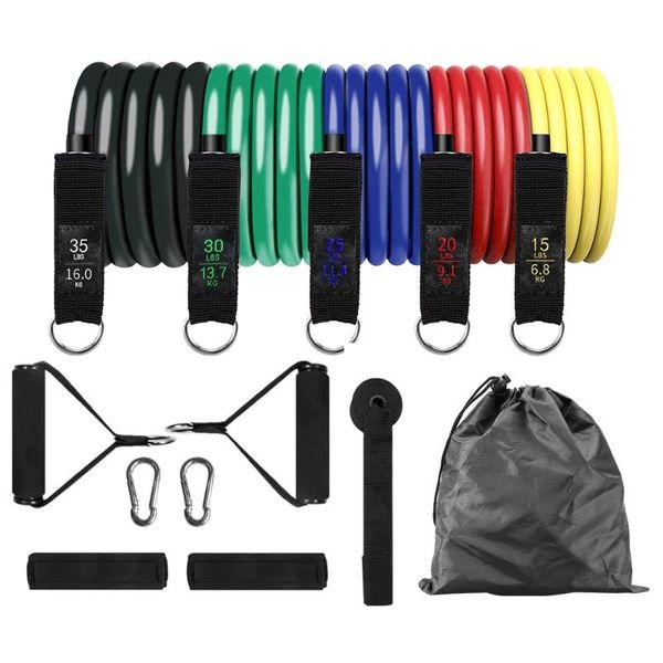 

resistance bands 13pc fitness set stackable exercise workout elastic pull rope belt portable stretching strength training