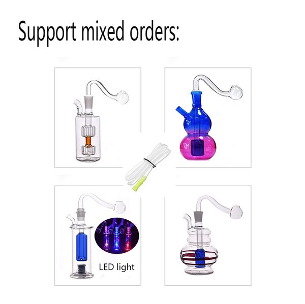 Atacado barato mini vidro de vidro queimador de óleo bongs colorido vidro dio diodo emissor de luz de vidro petróleo bong pyrex espessura mini gourd gourd óleo queimador de óleo bongo para fumar