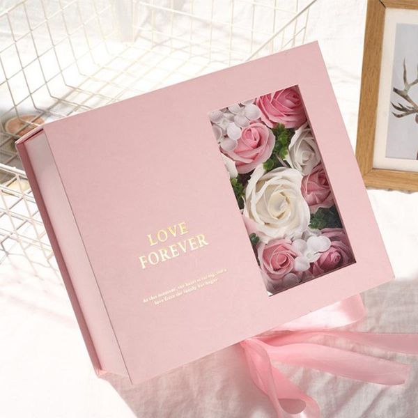 

gift wrap valentine's day preserved flower box open window rose anniversary wedding