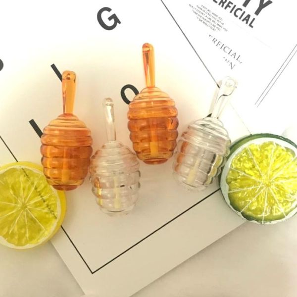 

storage bottles & jars 5ml brown honey plastic empty lip gloss tube amber clear cosmetic refillable bottle cute glaze with wand