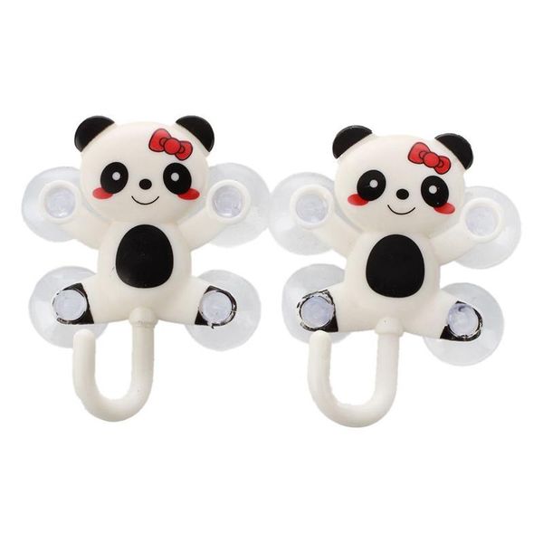 

robe hooks 2 pcs panda design bag towel ladle hanging suction cups hook white black 1.2kg