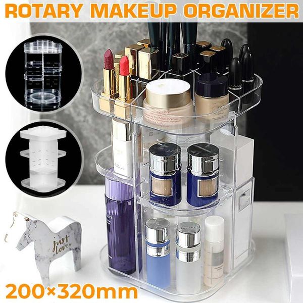 

rotating makeup organizer detachable adjustable storage holder rack jewelry cosmetic box boxes & bins