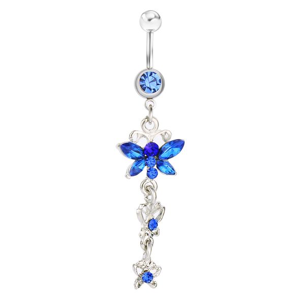 

d0020 bowknot belly navel button ring mix colors, Silver
