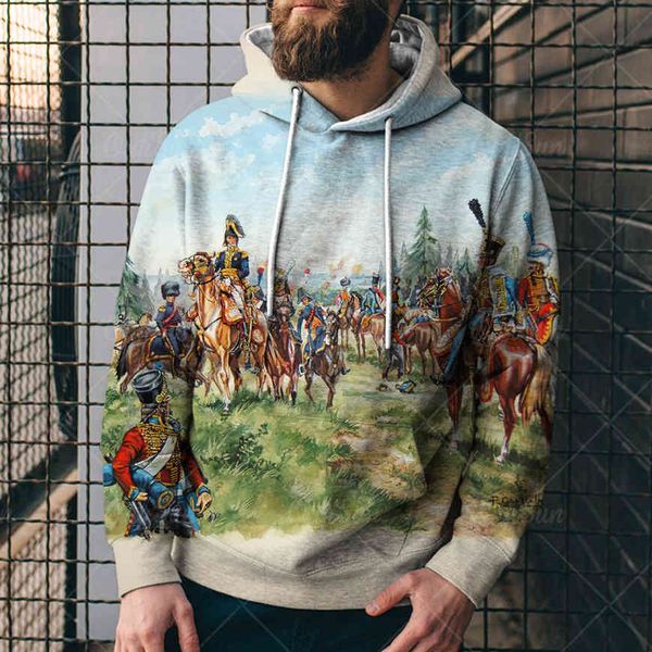 

men's loose 3d digital printed hooded sweaters 5l3t, Black