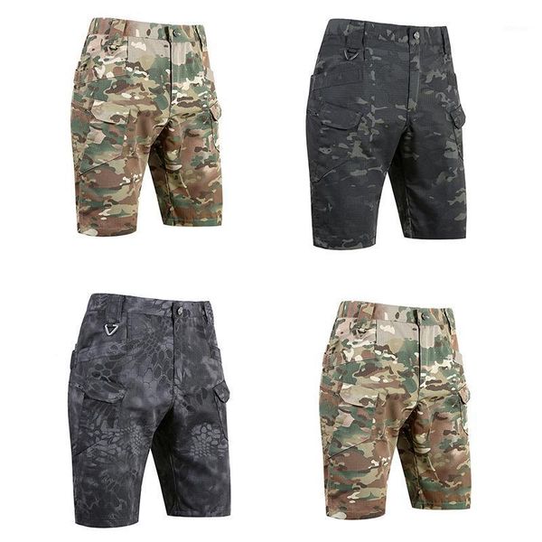 

men's shorts men classic tactical military camo short outdoor casual breeches multi-pocket pants male summer waterproof sports, White;black