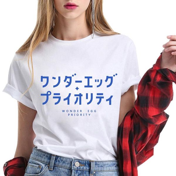 

women's t-shirt 2021 casual anime fans wonder egg priority english letter funny teens summer o neck daily tee size xs-4xls, White