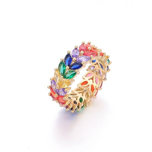 

wedding rings colorful rainbow cubic zirconia engagement ring for women crystal women's jewelry elegant party 2021, Slivery;golden