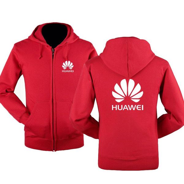 

men's hoodies & sweatshirts 2021 autumn winter huawei logo zipper printed men fleecel hooded jacket hoody, Black