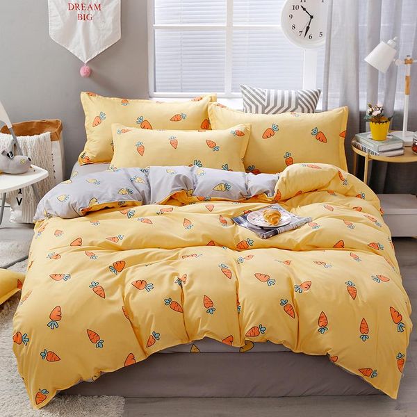 

bedding sets yellow carrot set simple duvet cover sheet with pillowcase soft bedclothes for adults kids cute home textile