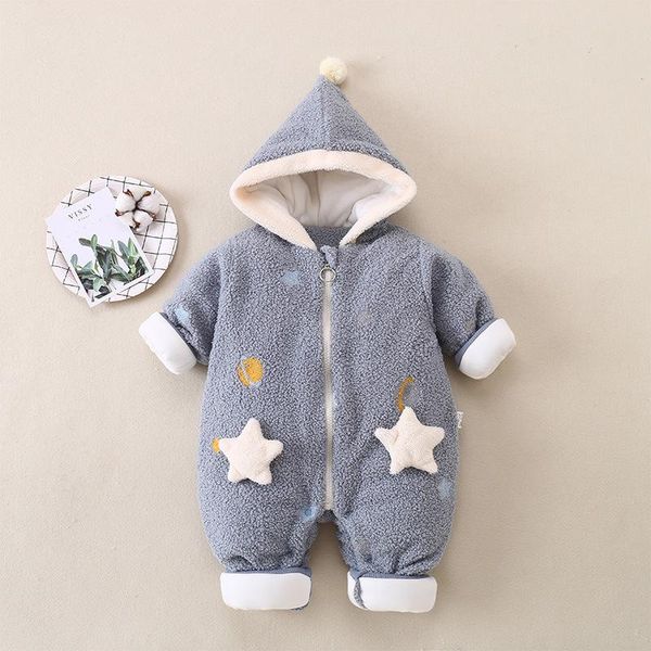 

jumpsuits baby romper autumn winter wool girls clothes hooded born jumpsuit for boys overalls 0 3month, Blue
