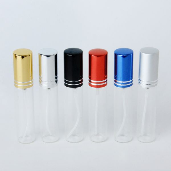 10ml Clear Glass Atomizer Garrafa Recarregável Colorfable Botas de Alumínio Pulverizador Frascos de Perfume Recipiente de Viagem Logotipo de Suporte de Quantidade Personalizado