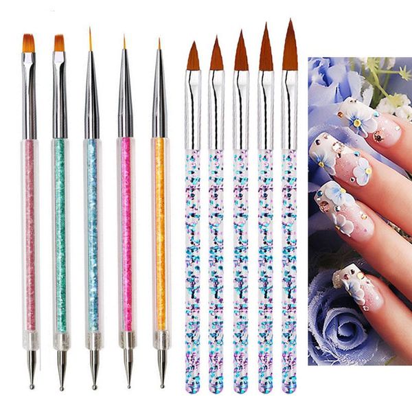 

5-30pcs nail brush kit for manicure uv gel polishing brushes carving drawing painting pen design acrylic, Yellow