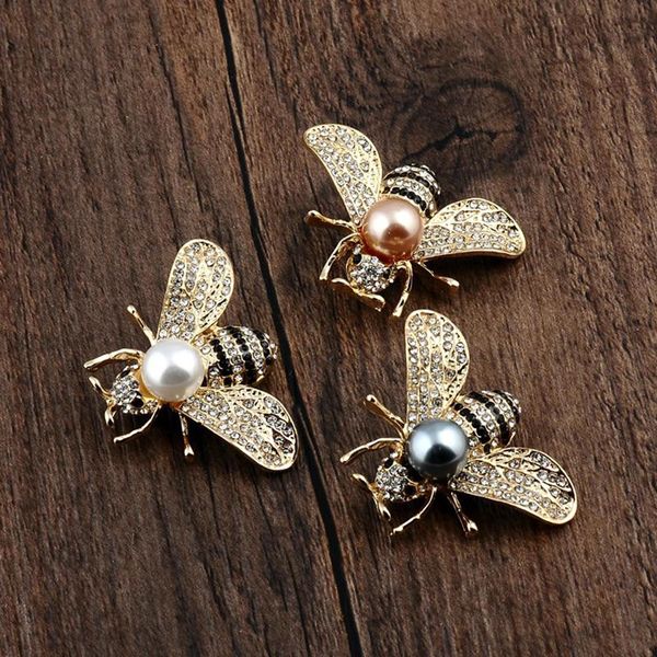 

pins, brooches fashion bee brooch imitation pearl insect for women alloy pins clothing sweater suit decoration jewelry accessories, Gray