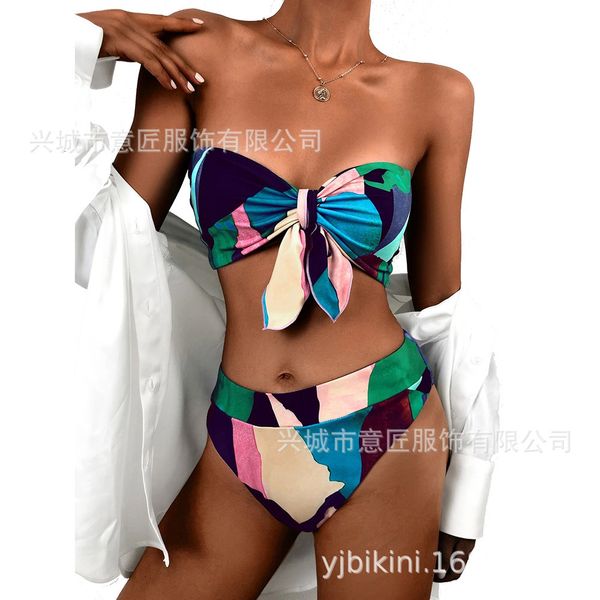 

women's 2021 swimsuit bow bikini high waisted