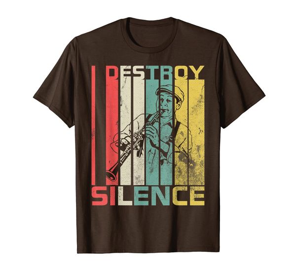 

vintage retro i destroy silence funny clarinet player gift t-shirt, White;black