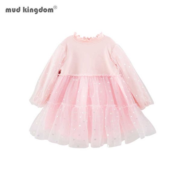 

mudkingdom winter girls princess dress long sleeve lace es fleece warm children party 210615, Red;yellow