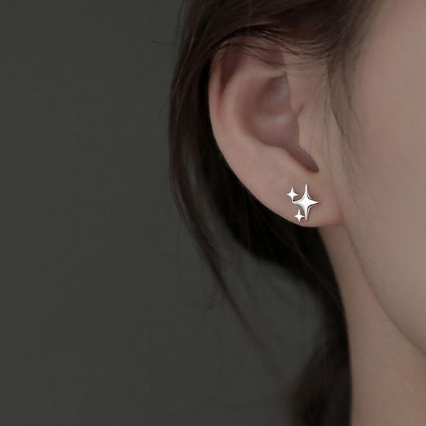 

Stud Simple Four-pointed Star Earrings Female 2021 Trendy Personality Asymmetrical Ear Studs Cold Wind Korean Jewelry, Golden;silver