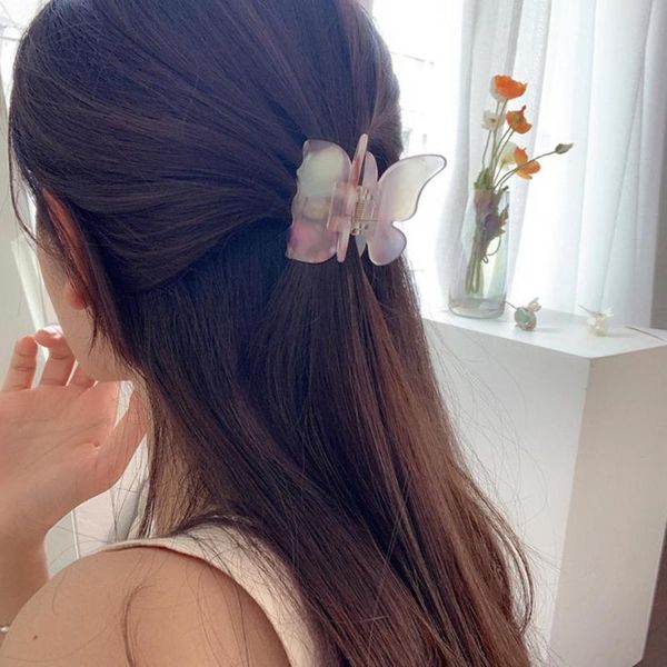 

hair clips acetate resin claw sweet fairy butterfly hairpin clip gradient tie-dye colored styling tools barrettes for women girls