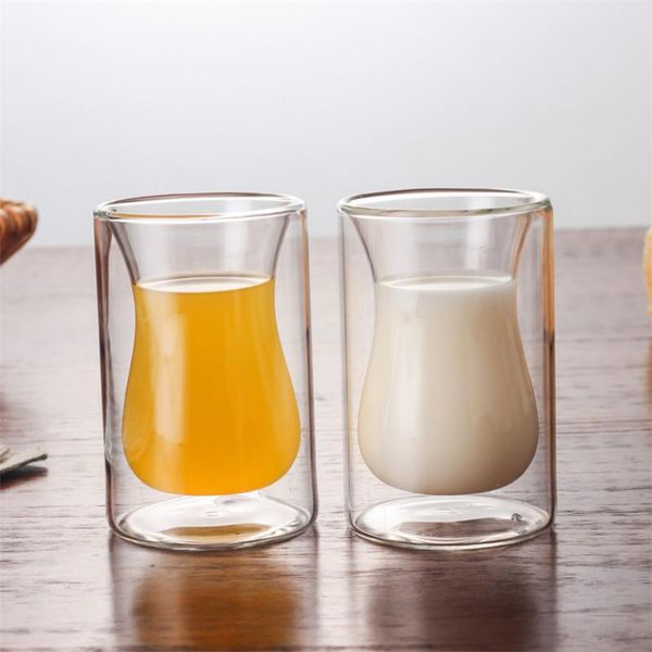 

wine glasses creative beauty waist double wall transparent heat-resistant cappuccino coffee mug milk tea juice breakfast cup beer glass