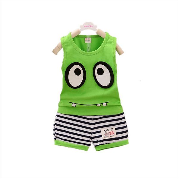 

fashion summer children baby boys clothes girls tracksuits infant clothing kids cotton cartoon vest shorts 2pcs sets suits, White