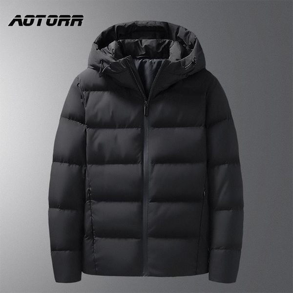 

men's down & parkas mens grey duck jacket winter warm hooded coat thick male casual thermal overcoat men hoody zipper parka, Black