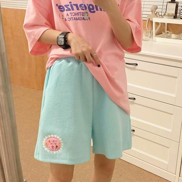

women's shorts summer korean retro embroidery loose bf casual women, White;black