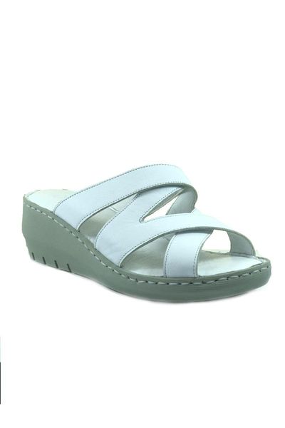 

slippers women's white genuine leather ortic insole light 632, Black