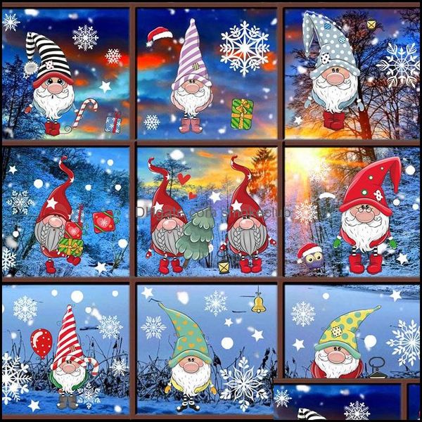 Süslemeleri Şenlikli Parti Malzemeleri GardenMerry Dekorasyon Ev Pencere Noel Stickers Cam Noel Süsler Xmas Sticker Duvar Çıkartmaları