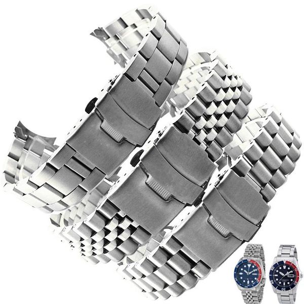 

watch bands accessories band for skx007 009 solid stainless steel strap five beads diving chain bracelet 20mm 22mm belt, Black;brown