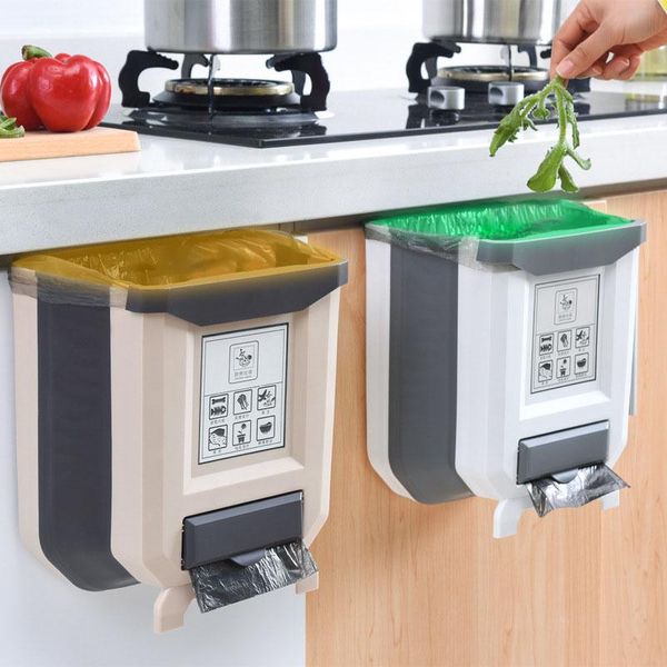 

waste bins kitchen hanging trash can foldable plastic large household office multifunctional bin garbage for