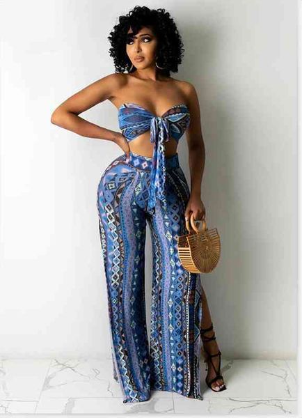 

off shoulder strapless bow tubes high waist wide leg tie dye print 2 pieces women suits beach, White