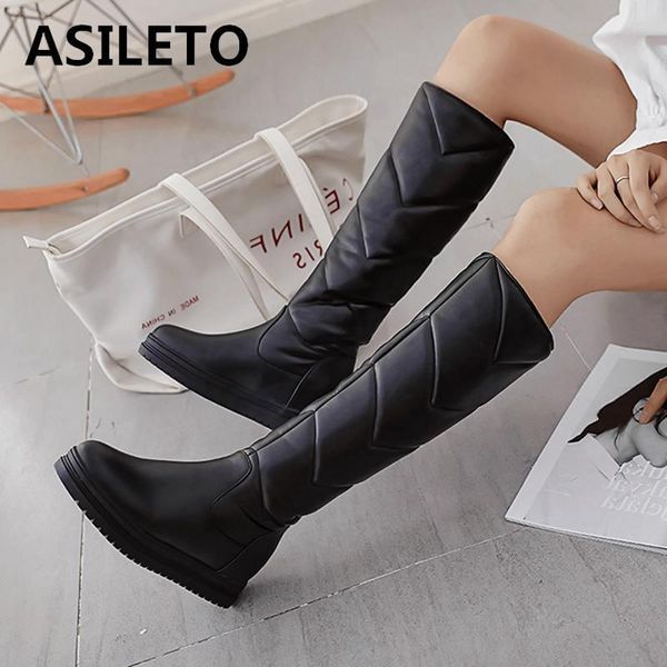 

boots asileto warm winter waterproof thigh high wedge soft shoes plush women snow fur botas mujer long s814, Black