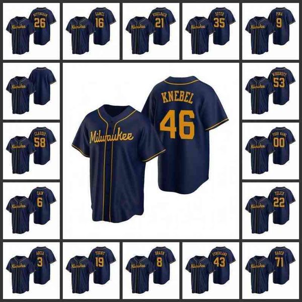 

Milwaukee' Brewers Men Women Youth #3 Orlando Arcia 19 Robin Yount 22 Christian Yelich 35 Brent Suter Custom Navy Alternate Jersey