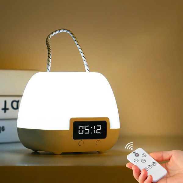 

creative remote control night light wireless charging led lamp pregnant warm/ cold lights clock display home office decoration table lamps