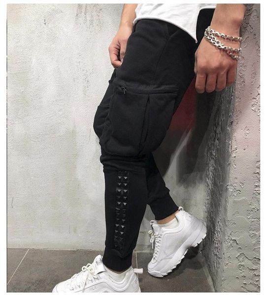 

men's pants sweatpants autumn cargo men streetwear hip hop joggers fashion harem casual sports trousers, Black