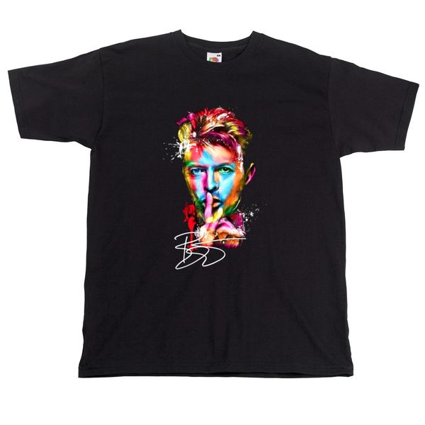

david bowie tshirt paint splash t shirt bowie signature t-shirt ziggy stardust, White;black