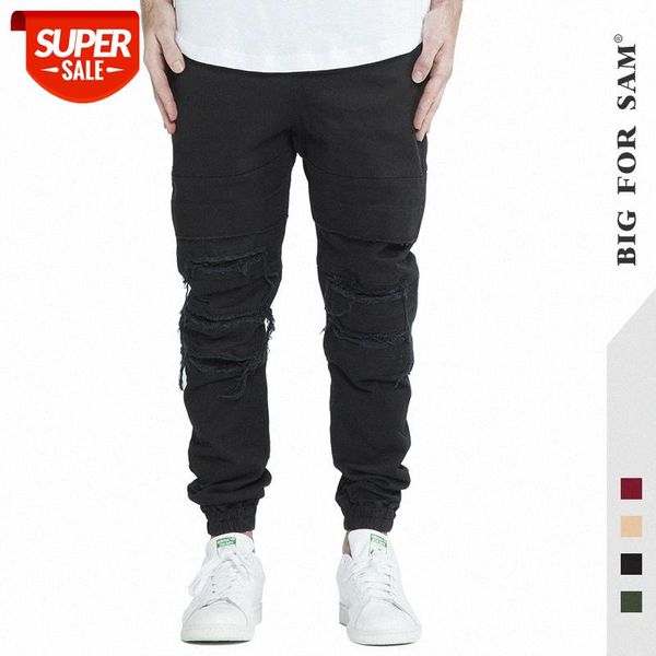 

fashion sanded ripped holes loose casual trousers men's #r63a, Black