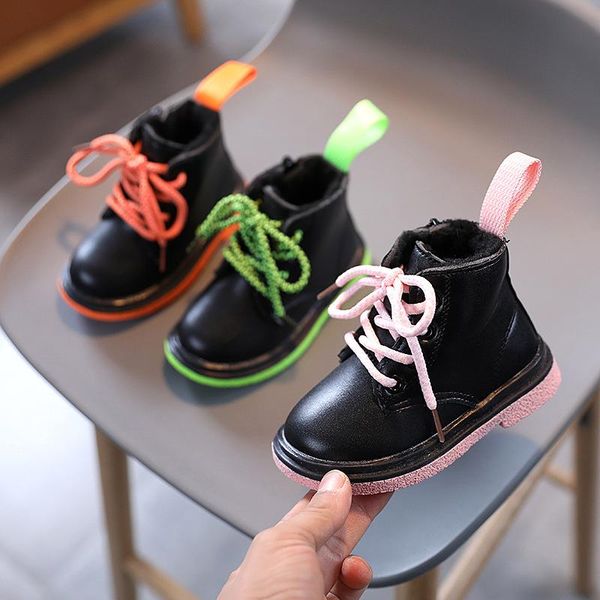 

winter baby girls boys boots infant toddler plush soft bottom non-slip children kids outdoor cotton shoes, Black;grey