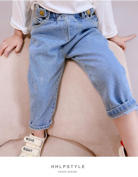 

jeans wlg kids girls spring fall denim blue gray solid jean baby girl fashion all match trousers for 2-7 years