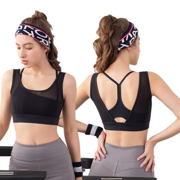 

yoga outfit sport bra for women running vest fitness femme seamless padded crop mesh back gym shockproof push up brassiere