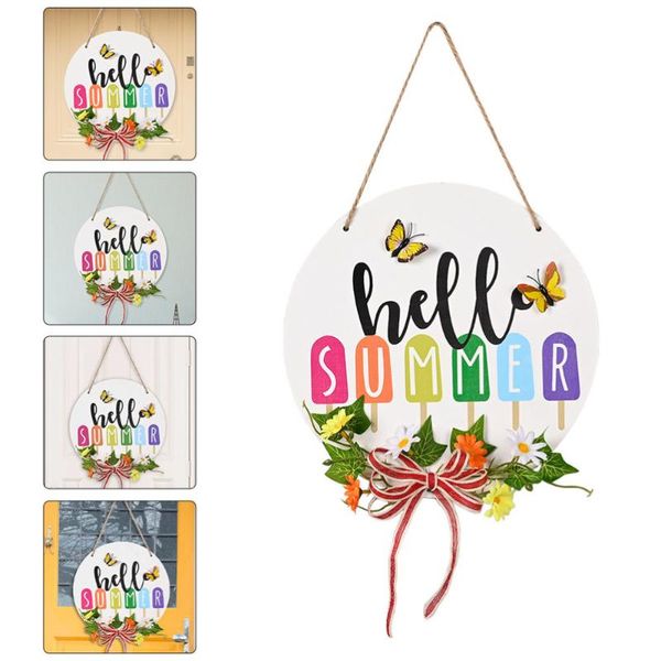 

1pc wood decorative pendant household summer board doorplate novelty items