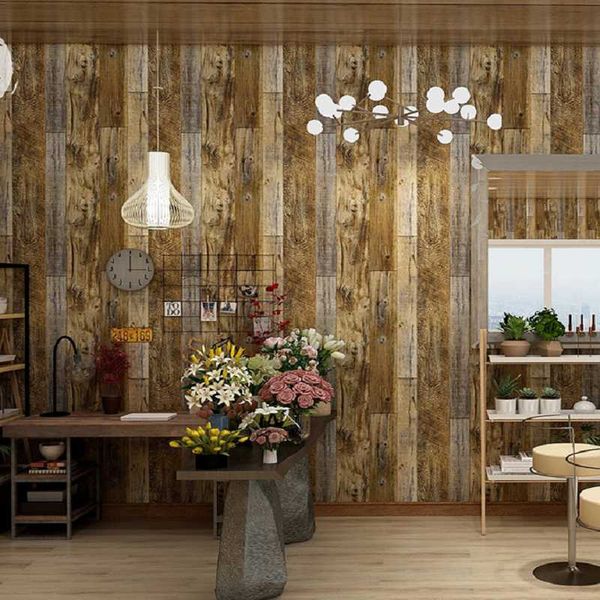 

wallpapers s10 45*600cm industrial style wallpaper decorative thickening wall stickers wood grain paper self-adhesive restaurant