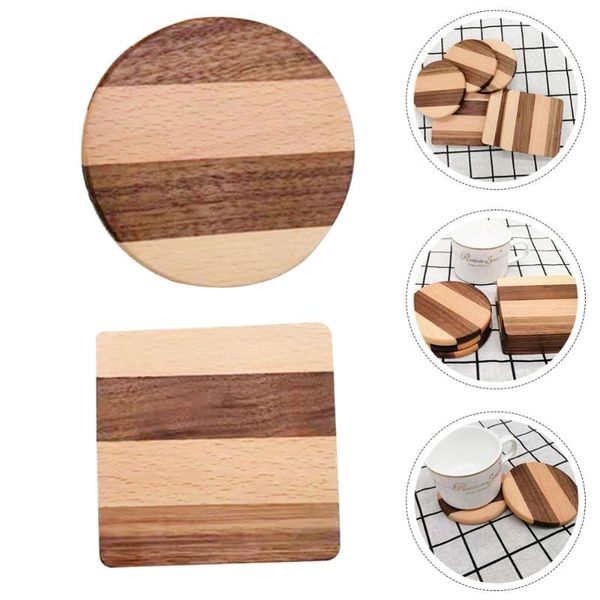 

mats & pads 2pcs tea coffee cup wooden drink coasters table accessories
